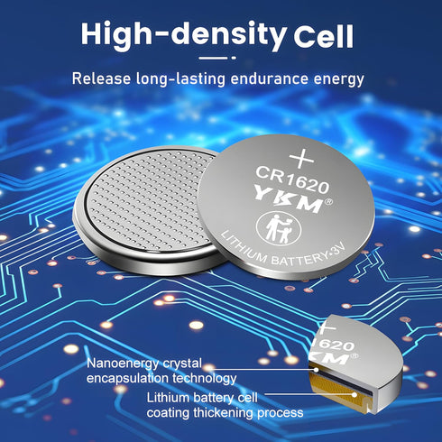 5PCS CR1620 DL1620 BR1620 80mAh Long Lasting 3V Lithium Battery for Car Key Fobs and Watches