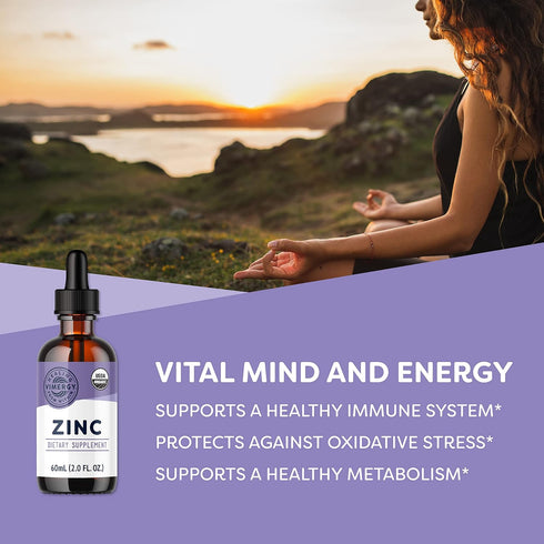Vimergy Organic Liquid Zinc, Trial Size - 27 Servings – Alcohol Free Zinc Sulfate – Supports Immune Health & Metabolism – Antioxidant – Gluten-Free, Non-GMO, Kosher, Vegan & Paleo Friendly (55 ml)