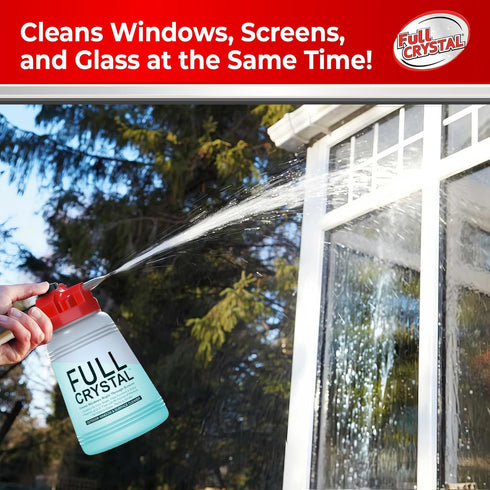 Full Crystal Window Cleaning Kit - 4 oz Glass Cleaner and 27ft Reach for Up to 20 Windows