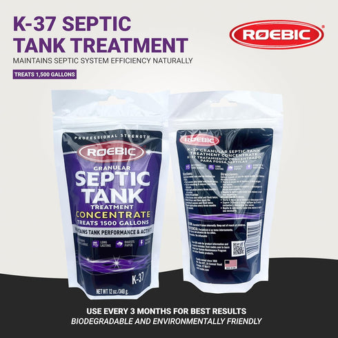 Roebic K-37-BAG Granular Septic Tank Treatment - 12 Ounces, Environmentally Friendly Bacteria Enzymes