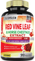 90 Vegan Capsules of 18250mg Red Vine Leaf Extract - with Horse Chestnut, Beet Root, Ginger - Herbal Supplement for