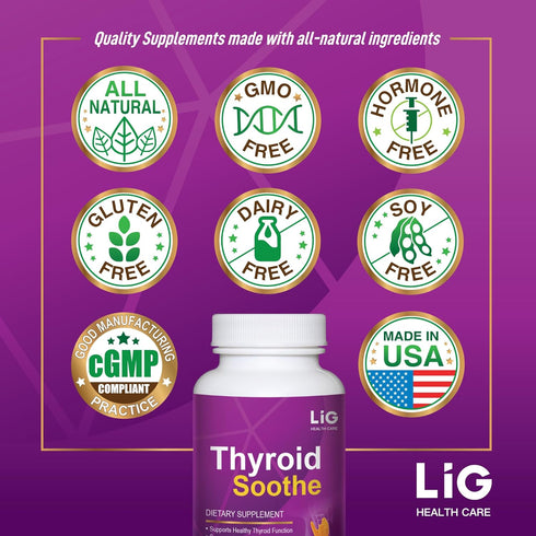 LIG Health Care Immune 60 LIG Thyroid Soothe Iodine-Free Formula for Overactive Thyroid Support - Heart & Digestive