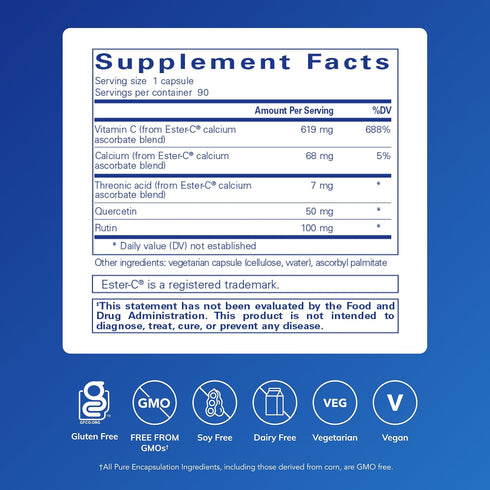 Immune 90 Pure Encapsulations Ester-C & Flavonoids - Vitamin C Supplement for Antioxidants - & Vascular Support*