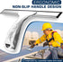 All-Purpose Stainless Steel Shower Squeegee, 10 Inch with 2 Adhesive Hooks for Bathroom, Window, Mirror Cleaning