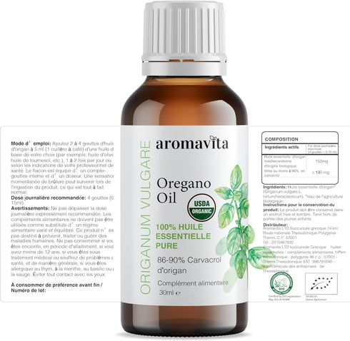 Essential Organic Oil of Oregano - 100% Pure Undiluted Greek Oregano Oil with Carvacrol - 1 FL.OZ/30ml