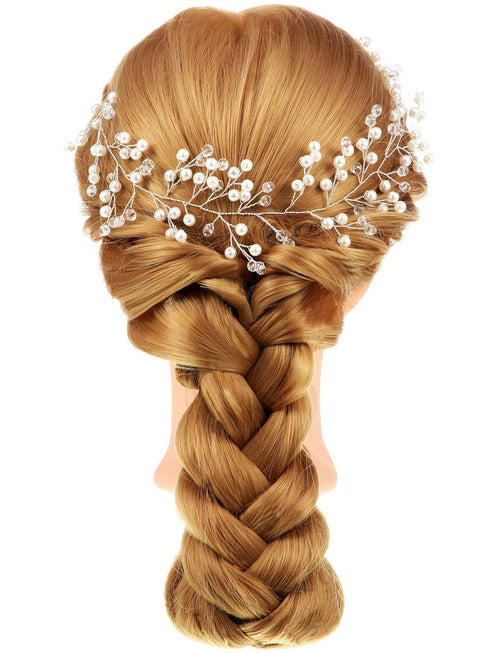 WILLBOND 2 Pieces Flower Girls Headpiece, Princess Wedding Faux Pearls Rhinestone Headband Tiara