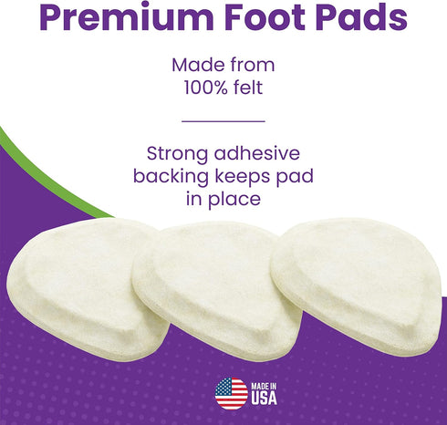 Metatarsal Felt Foot Pad Skived Cut (1/4" Thick) - 6 Pairs (12 Pieces) - Made in USA