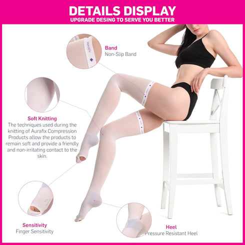 Hose-15-20 mmHg Thigh High Anti Embolism Compression Stockings for Women Men-Socks-Medical Post Surgery Compression