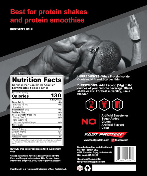 Unflavored Whey Isolate Protein Powder | 30G Protein (2 LB)