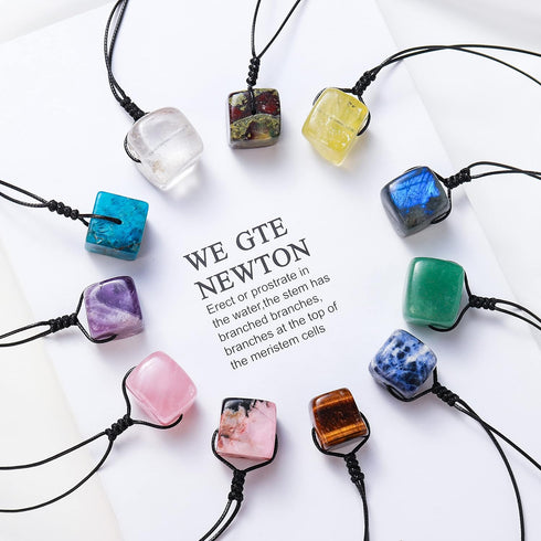 Runyangshi Dragon Blood Stone Square Pendant - 0.59"-0.78" (1.5-2cm) Tumbled Polished Stones Necklace Meditation Reiki
