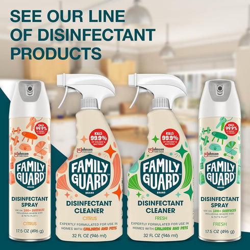 Family Guard Disinfectant Spray: Antibacterial Multi-Surface Cleaner, Citrus Scent, 32 oz (Pack of 1)