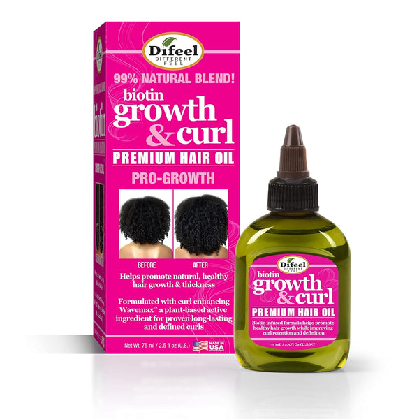 Difeel Biotin Growth & Curl Premium Hair Oil - 2.5 oz, Nourishing Oil for Hair Growth and Curl Enhancement.
