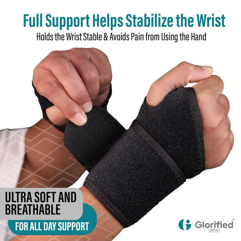 GLORIFIED Carpal Tunnel Wrist Brace, 2 Pack Adjustable Wrist Support Brace for Sports, Tendonitis Pain Relief, Unisex