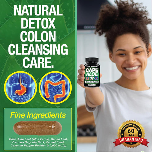 Cape Aloe Colon Cleanse, Detox & Flush - 90 Capsules, Gentle Constipation Relief and Natural Herbal Laxative