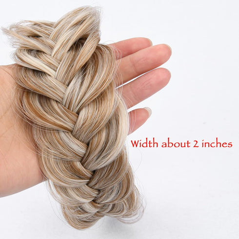 Wide Messy Braided Headband with Teeth, Synthetic Hair Plaited Headband, High Elasticity Braids for Girls & Women
