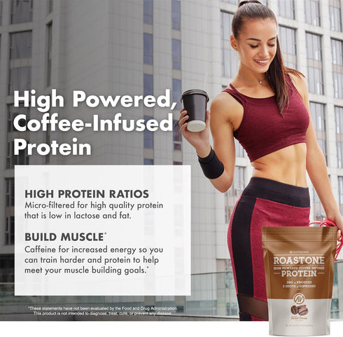NutraOne RoastOne Coffee Protein Powder, Coffee Infused Whey Protein Powder for Energy & Focus, 160mg Caffeine and 20g