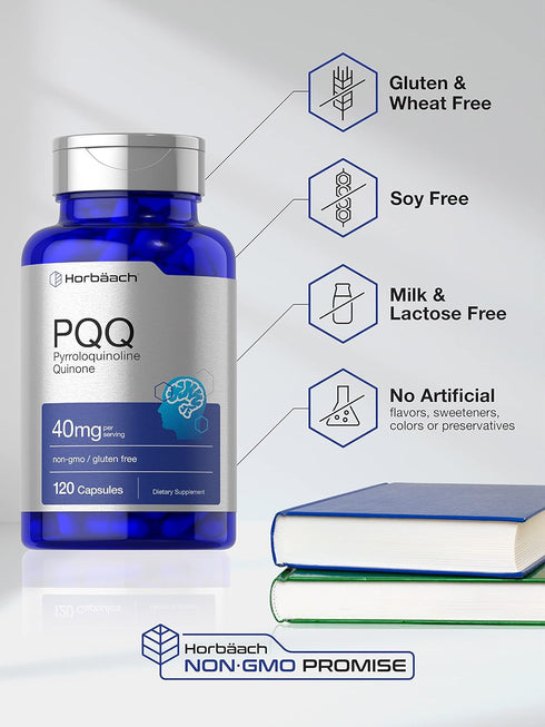 Horbaach PQQ Supplement 40 mg | 120 Capsules | Maximum Strength, Non-GMO & Gluten Free