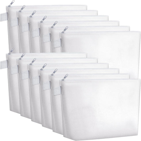 Weewooday 12 Pieces Canvas Makeup Bags, Plain Cosmetic Pouch with Zipper, Blank DIY Bags for Travel Wedding Teacher