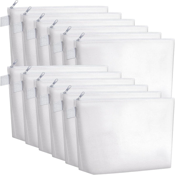 Weewooday 12 Pieces Canvas Makeup Bags, Plain Cosmetic Pouch with Zipper, Blank DIY Bags for Travel Wedding Teacher