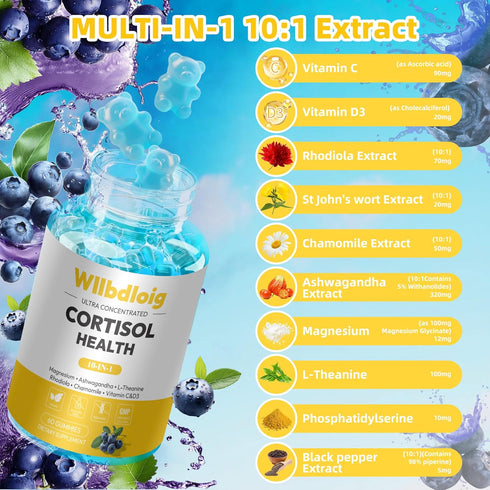 Gummies 60 Gummies Cortisol Supplements for Women - Cortisol Manager for Stress Relief and Sleep with Magnesium