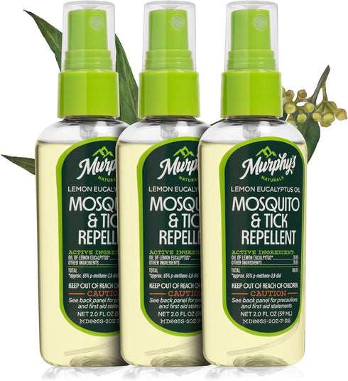 Murphy's Naturals Mosquito & Tick Bug Repellent Spray, Oil of Lemon Eucalyptus, DEET-Free, 2 Ounce Pump, 3-Pack