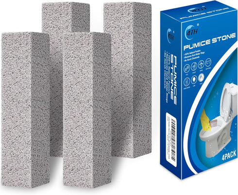 4TH Pumice Stone for Toilet Bowl Cleaning, Remove Limescale Stains and Hard Water Rings, 4 Pack