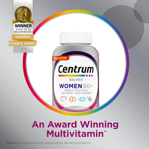 Centrum Silver Women's Multivitamin for Women 50 Plus, 65 Ct - Multivitamin/Multimineral Supplement with Vitamin D3, B