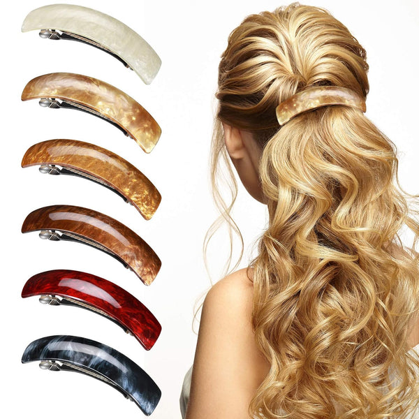 WILLBOND 6 Pcs Large Hair Barrettes for Women, Retro French Clips in 6 Colors, Gifts for Mom Accessories