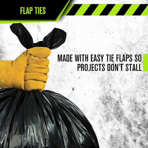 Aluf Plastics Heavy Duty 55 Gallon Trash Bags - 50 Pack - 2.0 MIL Thick - 38" x 58" - Black Garbage Bags for Lawn,