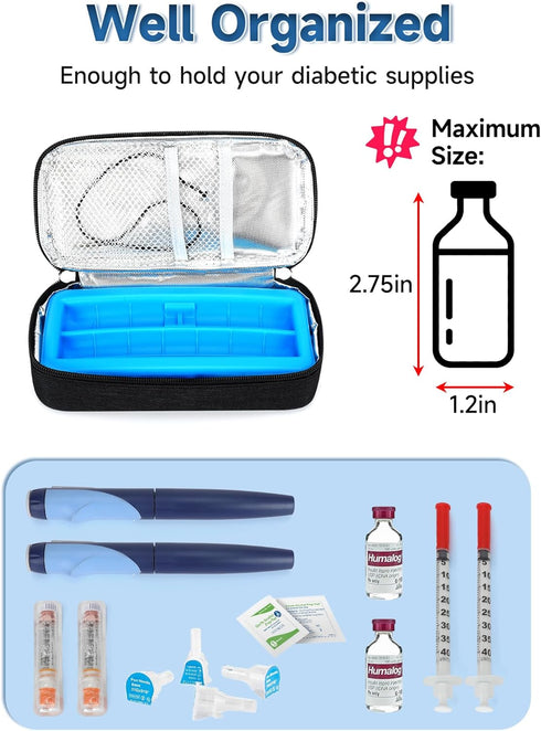 YOUSHARES Insulin Cooler Travel Case for Pen & Vials, Temperature Display Diabetic Medication Cooling Bag