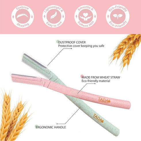TADA Natural Beauty Biodegradable Dermaplaning Tool, 12pk Face Eyebrow Razors, Face Shaver & Exfoliating