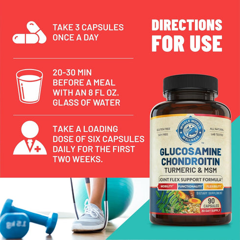 Glucosamine Chondroitin MSM Turmeric Boswelia - Joint Support Supplement for Inflammatory Response, Occasional
