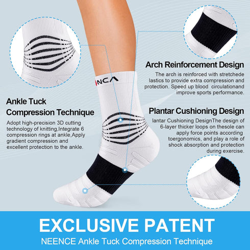 NEENCA Ankle Compression Socks, Medical Stockings for Injury Recovery & Pain Relief, Sports Protection 20-30mmHg