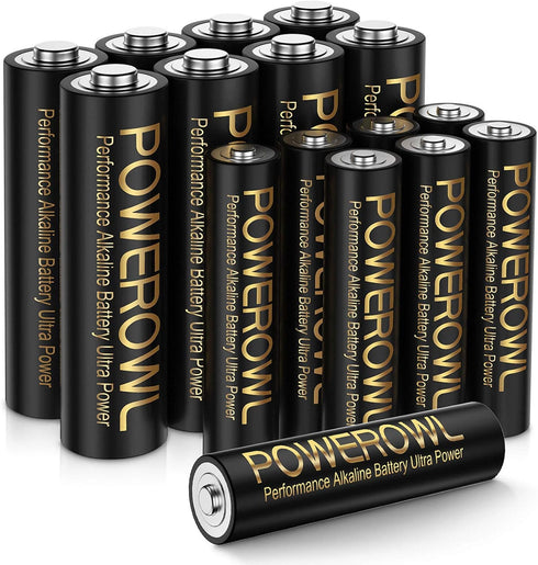 POWEROWL High-Capacity Alkaline AA AAA Batteries Combo Pack of 16 - Long Lasting with 10-Year Shelf Life