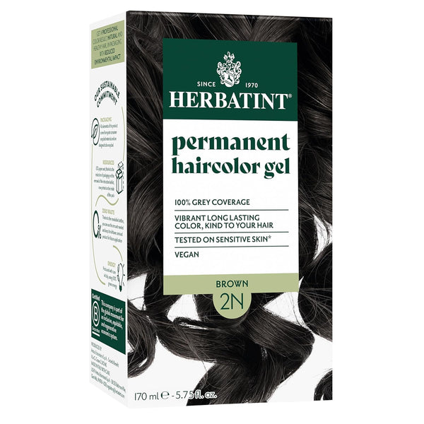 Herbatint Permanent Hair Dye for Women - 2N Brown, 5.75 fl oz, Ammonia-Free & Vegan