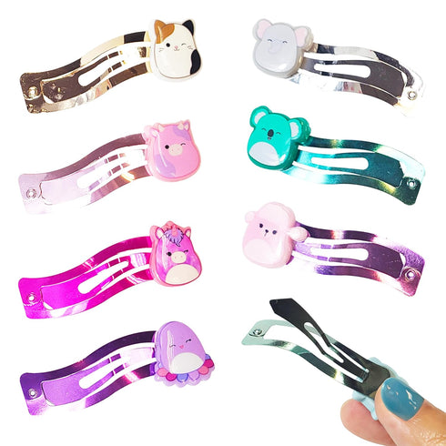 Kids Hair Clips for Girls, 8 Pack Multi Color Snap Clips for Ages 3+