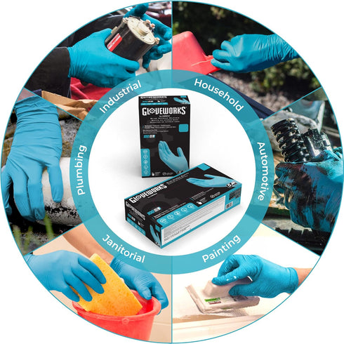 GLOVEWORKS Blue Disposable Nitrile Industrial Gloves, 5 Mil, XX-Large, Box of 100