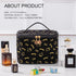 Large Black Cosmetic Bag, Travel Makeup Organizer with Zipper and Handle for Women