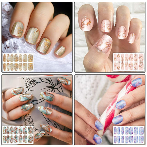 Maitys 168 Pcs Full Wrap Nail Stickers Polish Strips, Glitter Self Adhesive DIY Gel Nail Strips with Fingernail Files