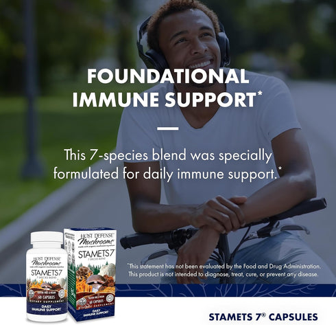 Host Defense Stamets 7-7 Species Blend, Mushroom Supplement for Immune Support, 60 Capsules