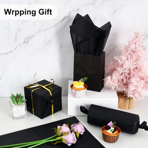 BEISHIDA 100 Sheets Black Tissue Paper, 14"x20" Gift Wrap for DIY Crafts, Gift Wrapping, Birthday, Wedding
