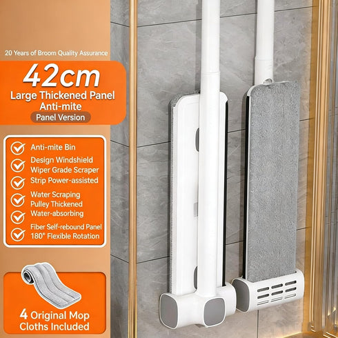 YIMCABDG 4 61" Hands Free Microfiber Mop with Washable Pads, Stainless Steel Handle, Efficient Flat Mop for All Hard