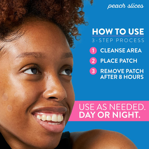Peach Slices Acne Spot Dots Hydrocolloid Pimple Patches for Zits, Blemishes & Breakouts, Vegan, 30 Ct (3 Sizes)