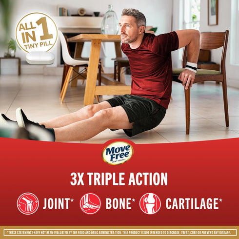 Move Free Ultra Triple Action Joint Support Supplement - Type II Collagen & Hyaluronic Acid, 30 Tablets