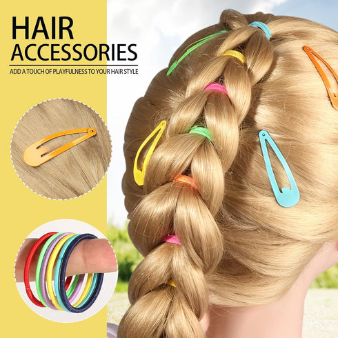 YGDZ Hair Accessories for Girl, 1753PCS Elastic Hair Ties Set, Colorful Hair Rubber Bands with Organizer Box, Cotton