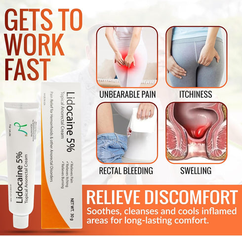 MOHNARK 30 Maximum Strength Lidocaine Hemorrhoid Treatment Cream for External and Internal Hemorrhoids Treatment Burn
