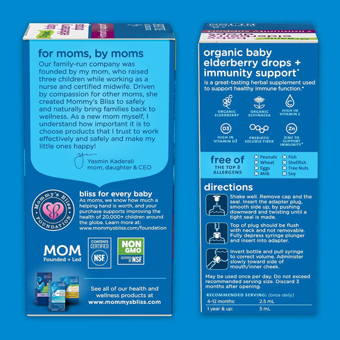 Mommy's Immune 4 3 Oz (36 Bliss Organic Baby Elderberry Drops, Support with Vitamins, Prebiotics, Zinc & Organic