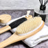 OWIIZI Wooden Curved Bath Brush with Long Handle - Antiskid Shower Brush for Exfoliating, Natural Bristle
