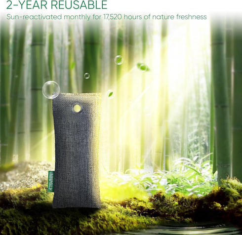 Activated Charcoal Odor Absorber, 6 x 50g Bamboo Charcoal Air Purifying Bags for Strong Odor Deodorization