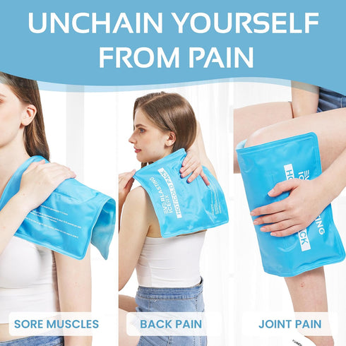 XL Reusable Ice Pack for Injuries | 11" x 14.5" - 2 Pack | Hot & Cold Pack for Back Pain Relief, Flexible